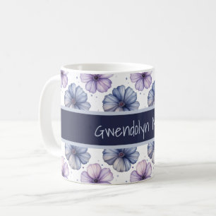 Mug Motif aquarelle florale lavande et bleu
