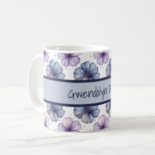 Mug Motif aquarelle florale lavande et bleu