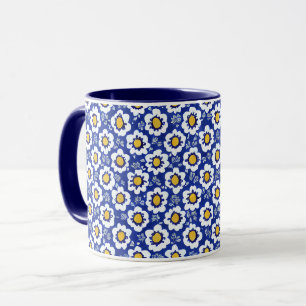 Mug Motif arabe floral bleu marine