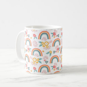 Mug Motif arc-en-ciel fleuri coloré
