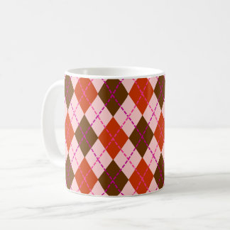 Mug Motif Argyle Rouge Rose et Marron