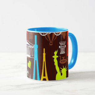 Mug Motif au néon de voyage du monde
