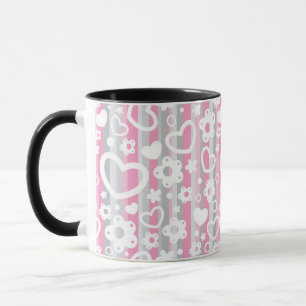 Mug Motif avec des coeurs et des fleurs