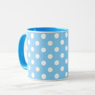 Mug motif bleu avec pois blancs