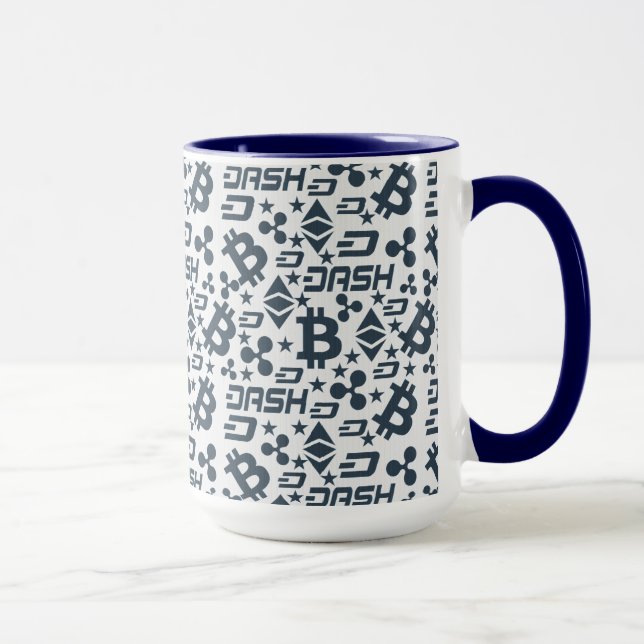 Mug Motif bleu et blanc de crypto-monnaie (Droite)