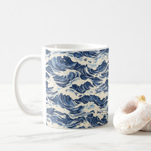 Mug Motif Bleu Ondulé