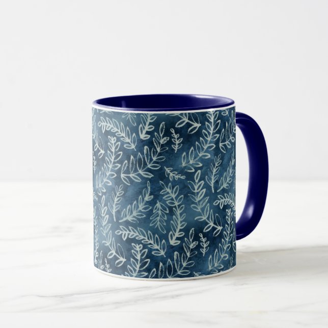 Mug Motif Blue Indigo Feuille Twigs (Devant droit)
