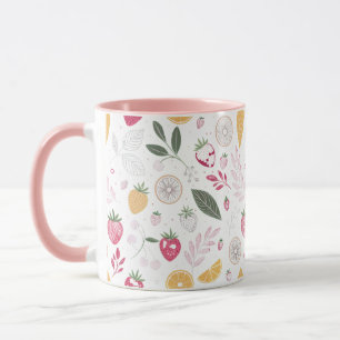 Mug Motif botanique agrumes fraise – Ensemble de 11 oz