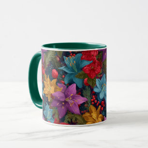Mug Motif botanique de Noël festif