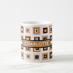 Mug Motif carré en terre cuite noire personnalisé de s