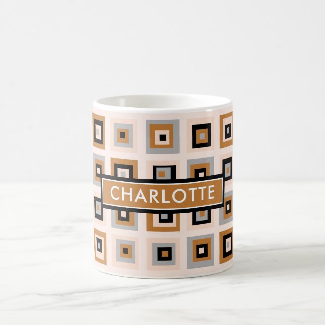 Mug Motif carré en terre cuite noire personnalisé de s (Centre)