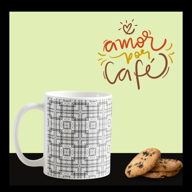 Mug Motif Carré géométrique noir et blanc (Créateur téléchargé)