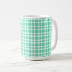 Mug Motif carreaux bleu aquamarine et blanc