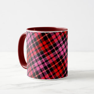 Mug Motif carreaux tartan à carreaux roses et rouges n