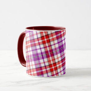 Mug Motif carreaux tartan blanc rouge violet