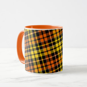 Mug Motif carreaux tartan noir jaune orange