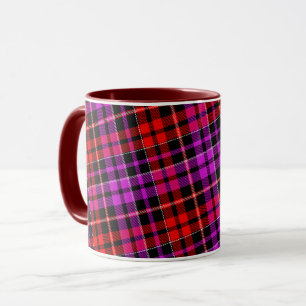 Mug Motif carreaux tartan noir rouge violet