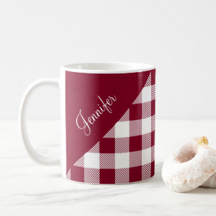 Mug Motif Carreaux Vichy Bourgogne Rustique Nom