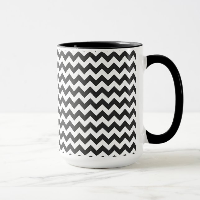 Mug Motif Chevron Zigzag noir et blanc (Droite)