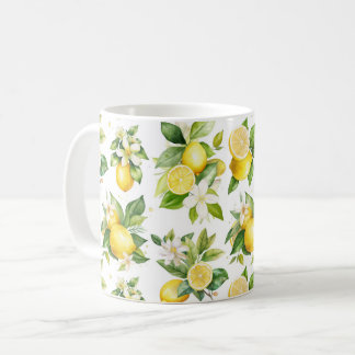 Mug Motif citron, Fleurs de citron, Feuilles, Citrus