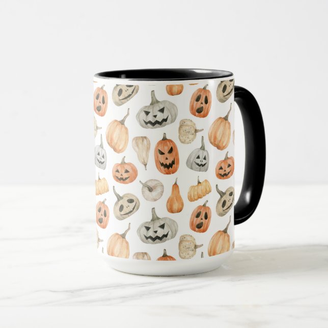 Mug Motif Citrouille d'aquarelle amusant (Devant droit)