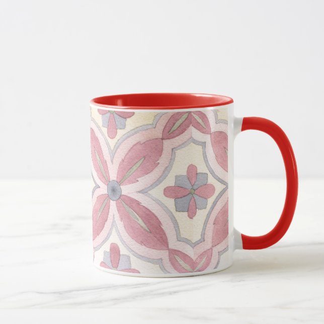 Mug Motif classique en carreaux rouge, bleu et rose ca (Droite)