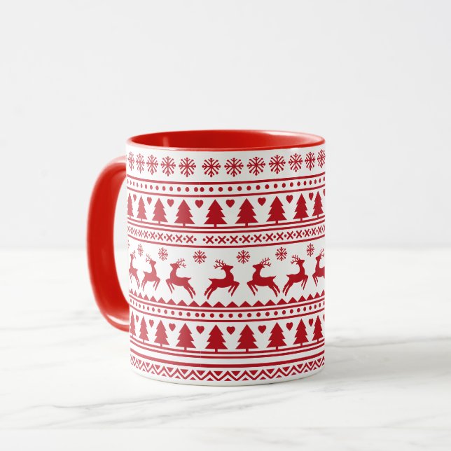 Mug Motif classique scandinave de Noël (Devant gauche)