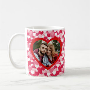 Mug Motif cœur rouge et rose personnalisé avec deux ph