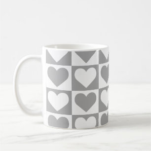 Mug Motif Coeurs de tableau de bord - gris et blanc