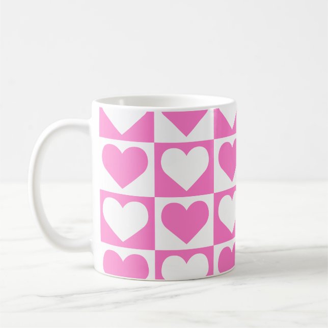 Mug Motif Coeurs de tableau de bord - rose et blanc (Gauche)