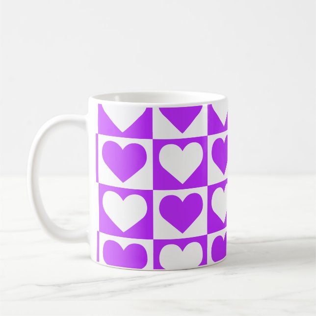Mug Motif Coeurs de tableau de bord - violet et blanc (Gauche)