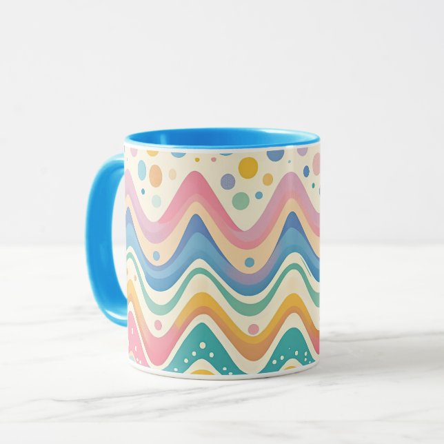 Mug Motif coloré Wavy Chevron Zigzag (Devant gauche)