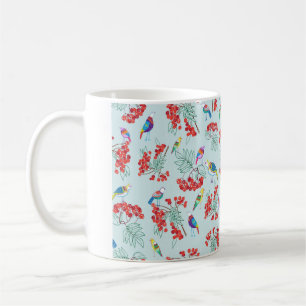 Mug motif composé d'oiseaux et de baies