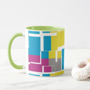 Mug MOTIF cool violet bleu jaune gris