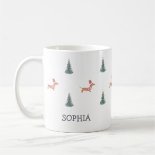 Mug Motif Dachshund d'arbre de Noël moderne