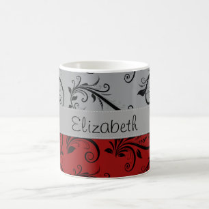 Mug Motif Damas, Damas Gris, Damas Rouge, Votre Nom