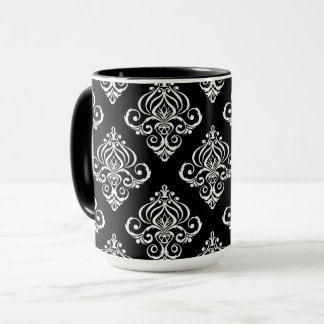 Mug Motif damassé noir et blanc personnalisé