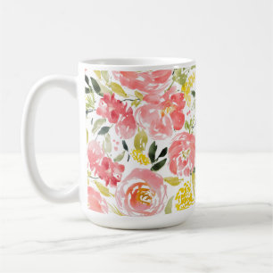 Mug motif d'aquarelle florale dynamique 