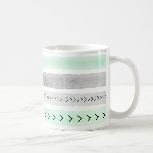 Mug Motif d'aquarelle verte à la menthe contemporaine (Droite)