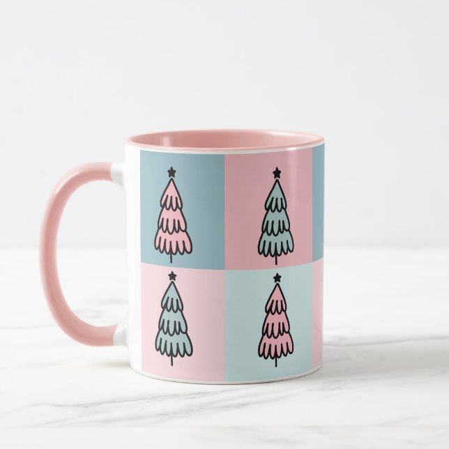 Mug Motif d'arbre de Noël rose Sage (Gauche)
