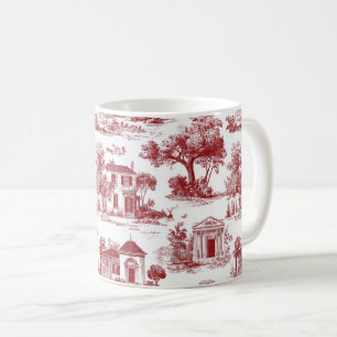 Mug Motif d'arbre scénique de toile de ferme rouge