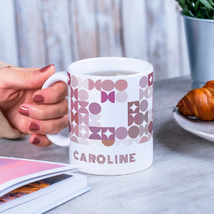 Mug Motif d'art de hanche en mauve taupe rose blush pe
