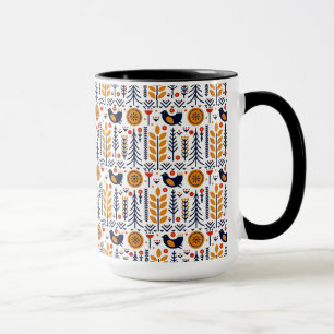 Mug Motif d'art populaire d'oiseau d'automne