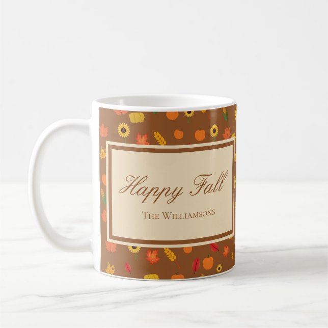 Mug Motif d'automne Famille Nom Brown (Gauche)