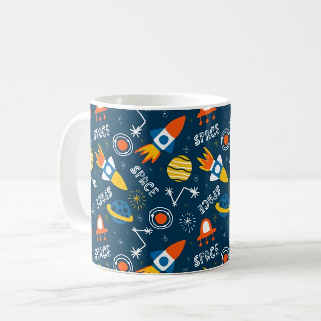 Mug Motif d'aventures spatiales colorées (Devant gauche)