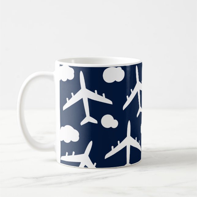 Mug Motif d'avion volant bleu (Gauche)