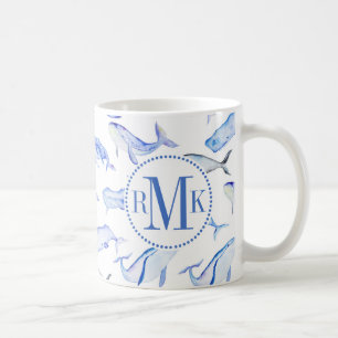 Mug Motif de baleine bleue d'aquarelle