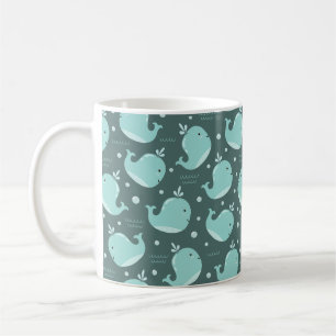 Mug Motif de baleine mignonne sur Turquoise Blue Kids 