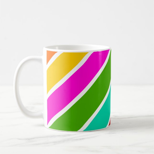 Mug Motif de bandes de bonbons de couleur rétro (Gauche)
