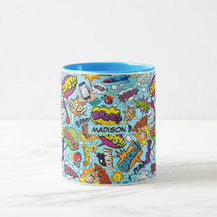 Mug Motif de bandes dessinées de nom personnalisé